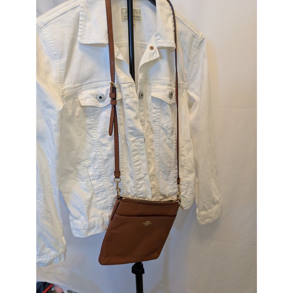 Coach Brown Leather Crossbody Bag Zip Top Slim Purse Gold Hardware Adjustable
